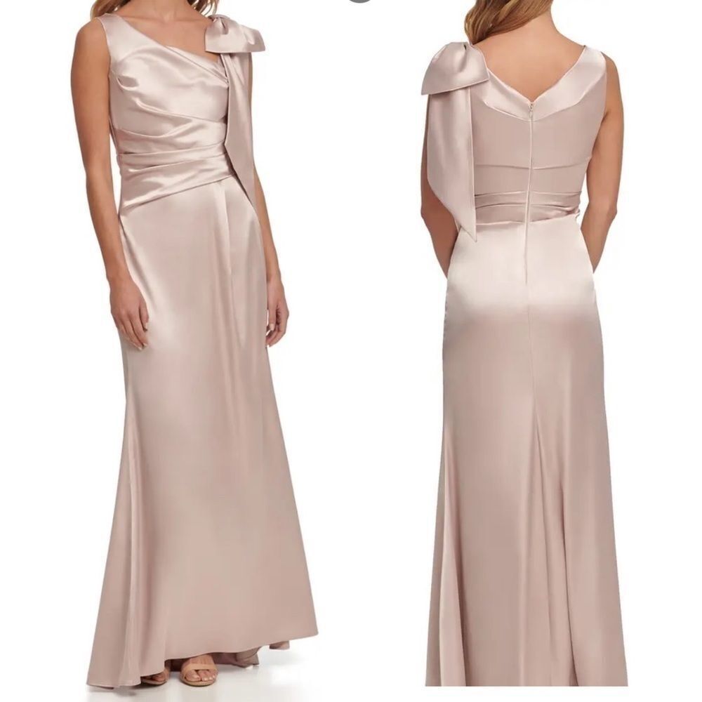 NWT Eliza J Pleated Sleeveless Satin Gown